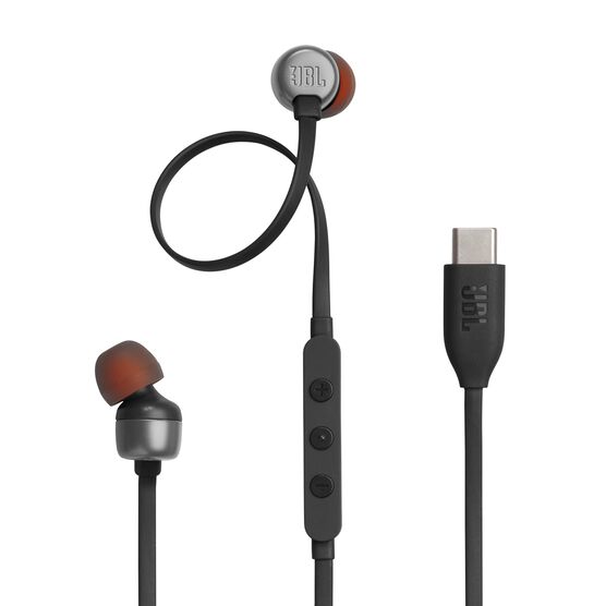 JBL Tune 310C USB - Black - Wired Hi-Res In-Ear Headphones - Hero