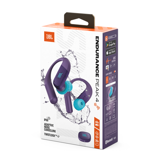 JBL Endurance Peak 4 - Purple - True Wireless Noise Cancelling Sport Earbuds - Detailshot 15 image number null