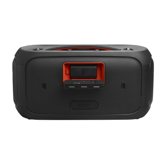 JBL PartyBox On-the-Go 2 - Black - Portable party speaker with two wireless digital mics, handle and a shoulder strap - Back image number null