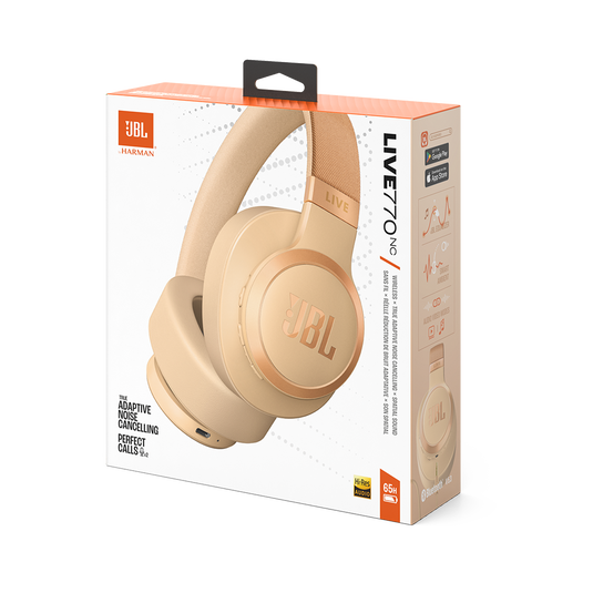 JBL Live 770NC - Sandstone - Wireless Over-Ear Headphones with True Adaptive Noise Cancelling - Detailshot 10 image number null